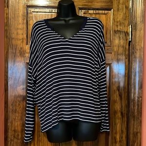 Cabi Navy & White Striped Long Sleeve